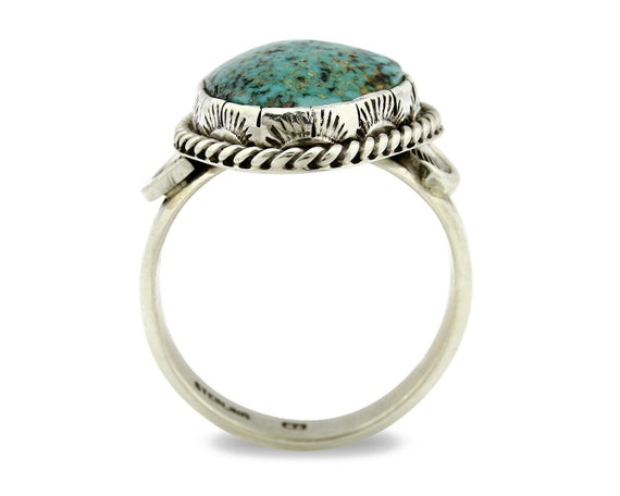 Navajo Turquoise Ring .925 Silver Handmade Signed… - image 3