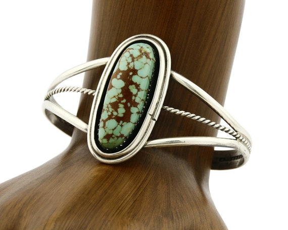Women's Navajo Turquoise Bracelet .925 Silver Han… - image 1