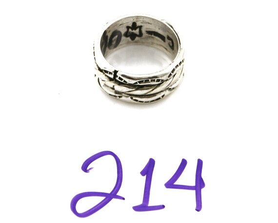 Navajo Ring .925 Silver Handmade Hand Stamped 3 R… - image 10