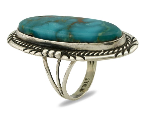 Navajo Ring .925 Silver Blue Southwest Turquoise … - image 2
