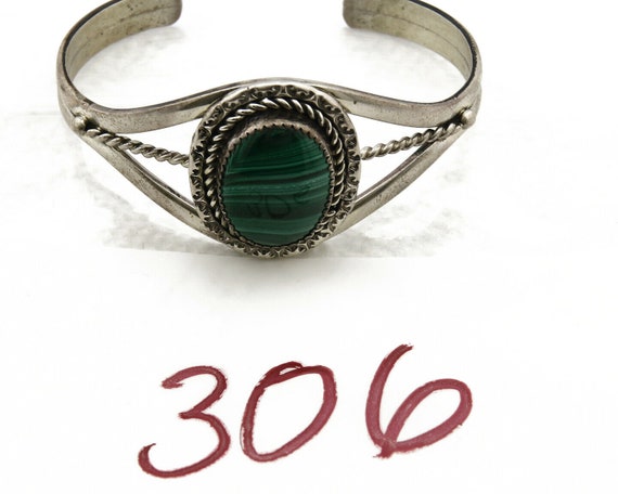 Women's Navajo Malachite Bracelet .925 Silver Nat… - image 9