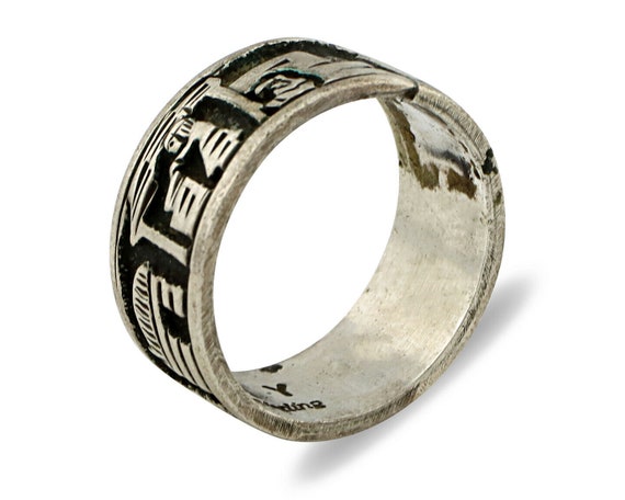 Navajo Pictograph Ring .925 Silver Signed Artist … - image 2