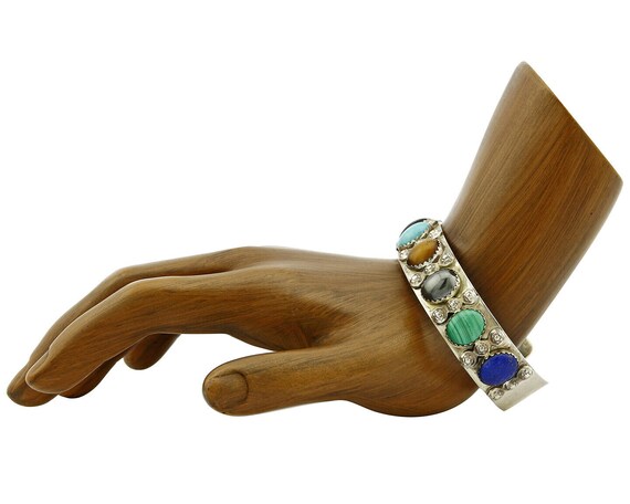 Women's Navajo Gemstone Bracelet .925 Silver Hand… - image 2