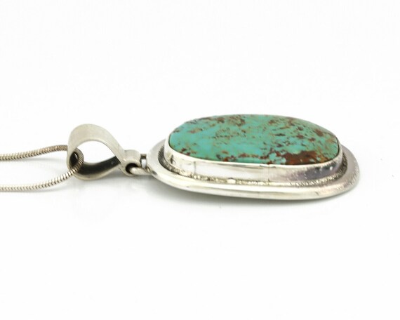 Navajo Necklace .925 Silver Kingman Turquoise Art… - image 4
