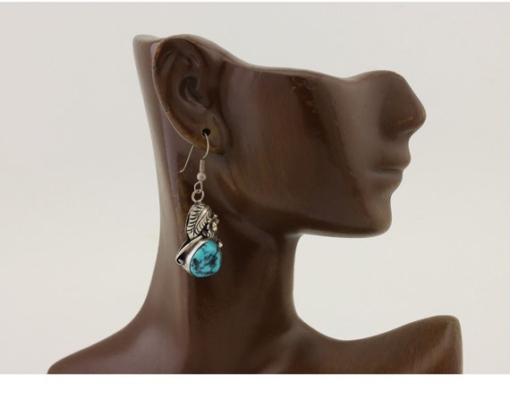 Navajo Handmade Earrings 925 Silver Natural Turqu… - image 7
