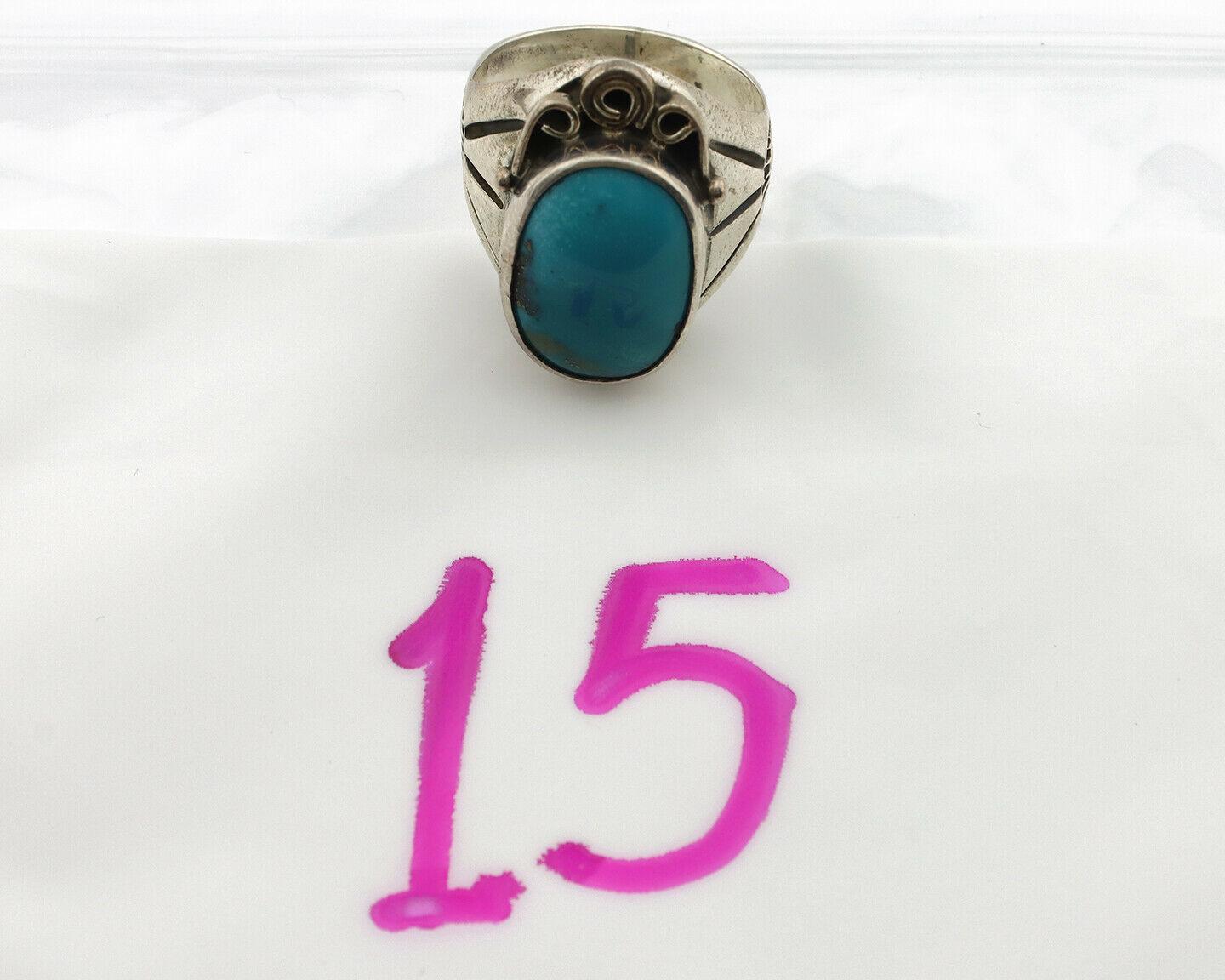 Bague Ancienne En Argent Massif 925 - Style Navajo Avec Turquoise, Taille 52, Occasion