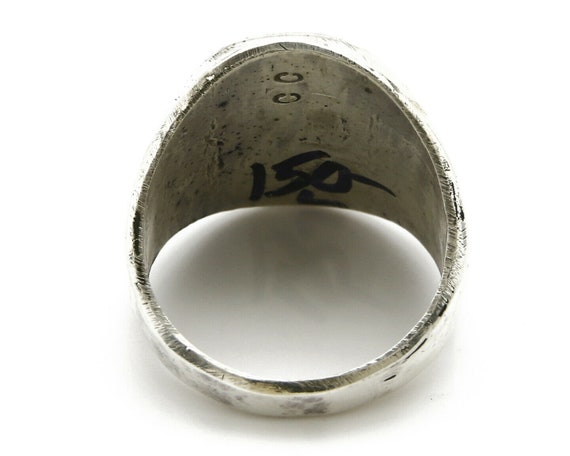 Navajo Ring .925 SOLID Silver Handmade Overlay Si… - image 6