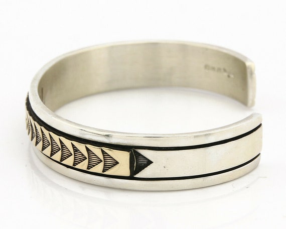 Navajo Bracelet .925 Silver SOLID 14k Yellow Gold… - image 5