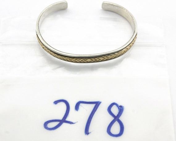Navajo Pictograph Bracelet .925 Silver & 14k Soli… - image 9