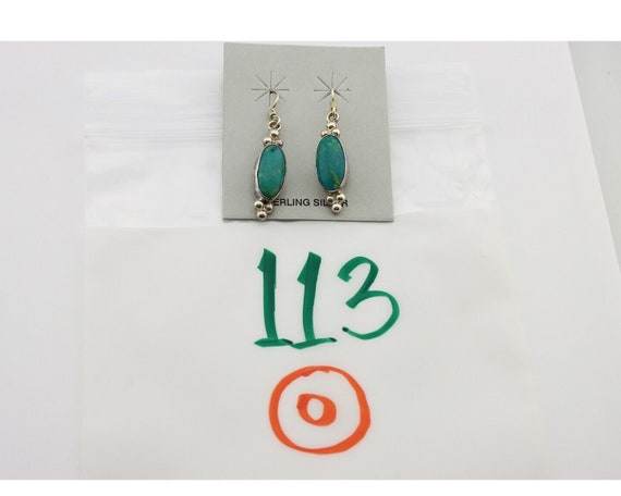 Navajo Earrings 925 Silver Blue Gem Turquoise Nat… - image 8