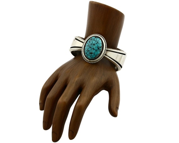 Navajo Bracelet .925 Silver Turquoise Mountain Si… - image 2