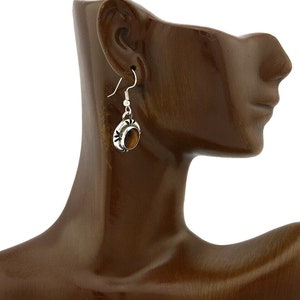 Navajo Hand Stamped Natural Mined Tigers Eye .925 SOLID Silver Stud Earrings