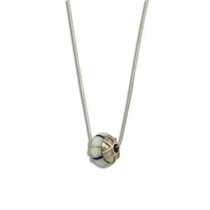 Women&#39;s Spinner Pendant .925 Silver Inlaid Opal & Lapis Necklace