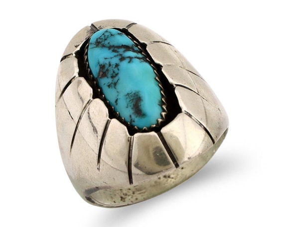 Navajo Ring 925 Silver Blue Sleeping Beauty Turqu… - image 1