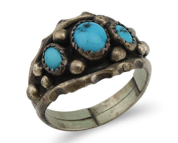 Navajo Ring 925 Silver Turquoise Artist Signed E … - image 1