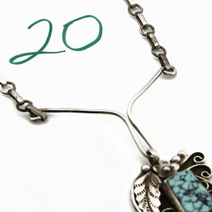 Navajo Artist FG .925 Silver Natural Blue Turquoise Handmade Necklace image 10