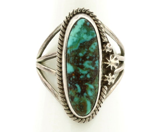 Navajo Ring .925 Silver Kingman Turquoise Artist … - image 5