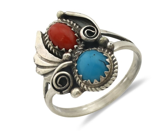 Intricate Native American Navajo Morenci Turquoise Coral Sterling Silver Feather Bracelet Intricate Native American Navajo Morenci Turquoise Coral Sterling Silver Feather Bracelet