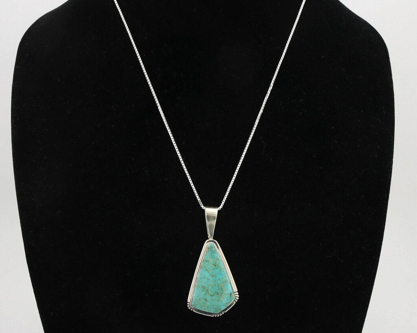 Navajo Pendant .925 Silver Blue Turquoise Artist Signed Douglas