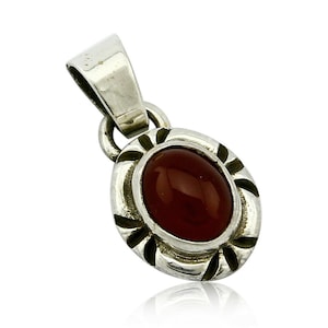 Navajo Hand Stamped Natural Mined Cornelian in .925 SOLID Silver Pendant
