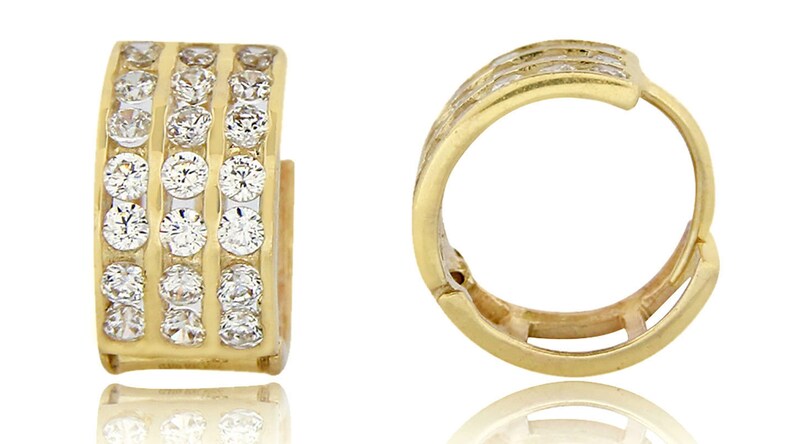 Women/'s 4.0 mm Wide 2.0 tcw Sim Diamond 14k SOLID Gold Earrings