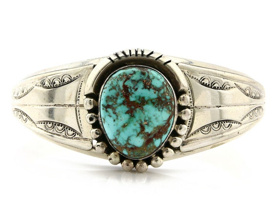 Navajo Bracelet .925 Silver Royston Turquoise Art… - image 4