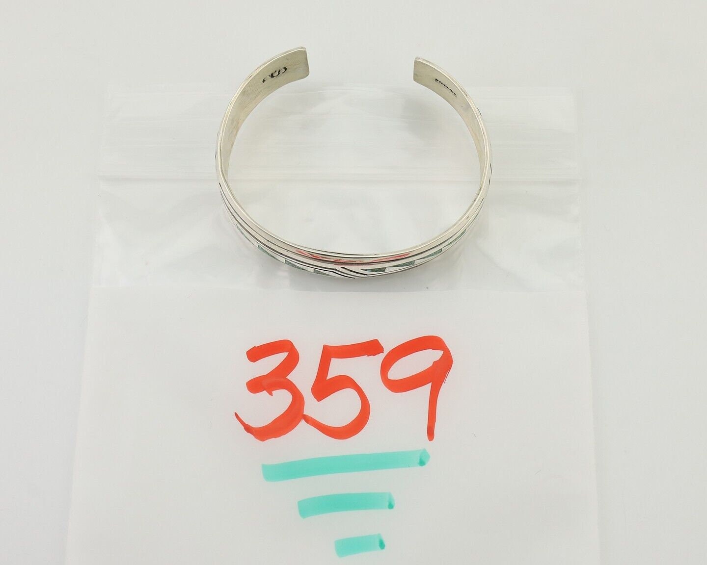 Navajo Inlay Bracelet 925 Silver Turquoise Coral Signed Stanely
