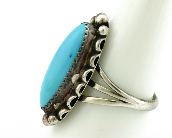 Navajo Ring .925 Silver Natural Blue Turquoise Ar… - image 5