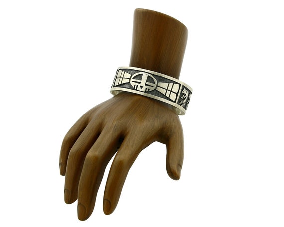 Hopi Bracelet .925 Silver Handmade Kokopelli Corn… - image 3