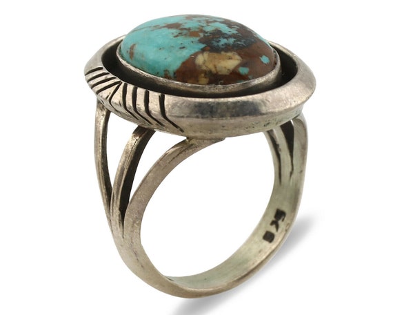 Navajo Ring .925 Silver Natural Blue Turquoise Si… - image 2