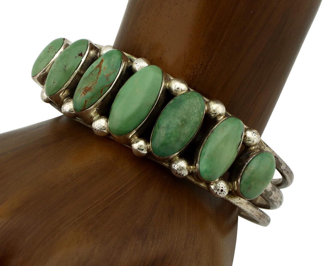 Women's Navajo .925 Silver Turquoise Mountain Signed Artist CW C