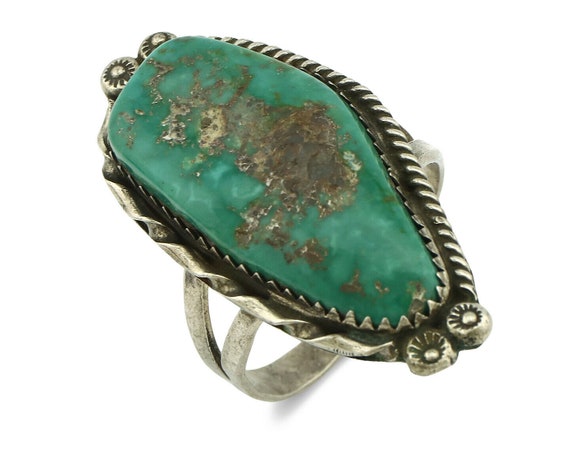 Navajo Ring .925 Silver Natural Aqua Turquoise Si… - image 1