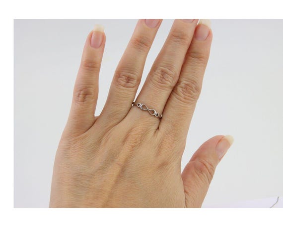 Infinity Heart Promise Ring 925 Solid Silver Size… - image 8