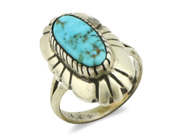 Navajo Ring .925 Silver Arizona Turquoise Signed … - image 1