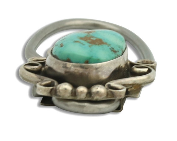 Navajo Key Chain .925 Silver Fox Mine Turquoise N… - image 3