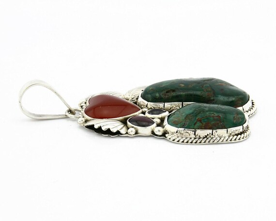 Navajo Turquoise Pendant .925 Silver Handmade Signed Lee Bennett C.80's View 5