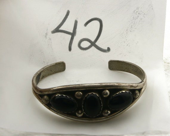 Navajo Cuff Bracelet .925 Silver Onyx Native Amer… - image 9