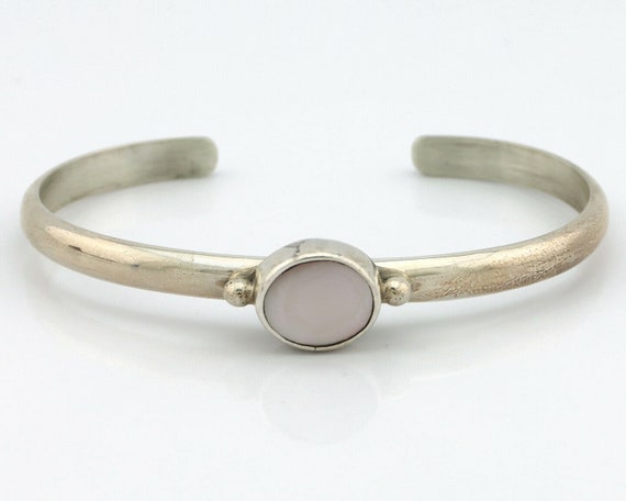 Navajo Bracelet .925 Silver White Sea Shell Nativ… - image 4