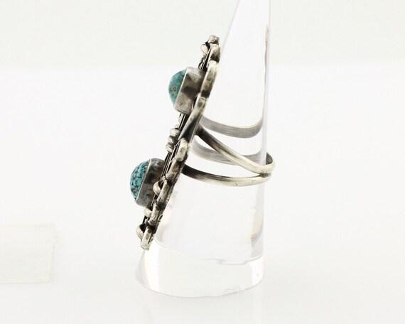 Navajo Ring 925 Silver Spiderweb Turquoise Native… - image 5