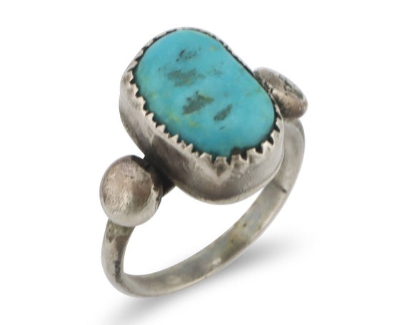 Navajo Handmade Ring 925 Silver Kingman Turquoise 
