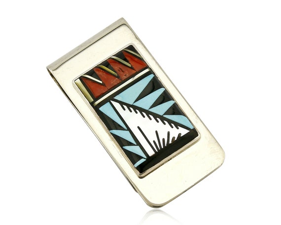 Zuni Signed C Booque Money Clip .925 Sterling Mul… - image 1