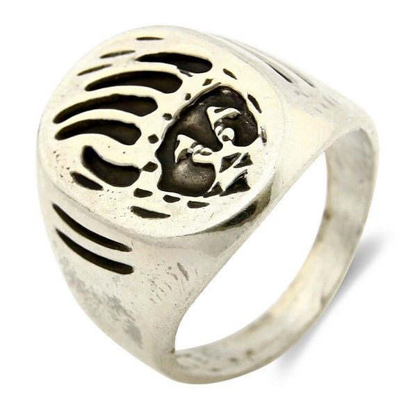 Bague Navajo en argent massif 925 avec superposition de griffes d'ours, artiste amérindien des années 80