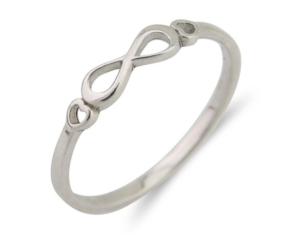Infinity Heart Promise Ring 925 Solid Silver Size… - image 1