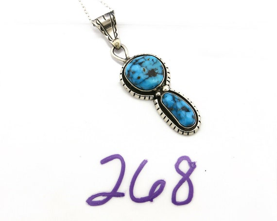 Navajo Necklace .925 Silver Morenci Turquoise Sig… - image 9