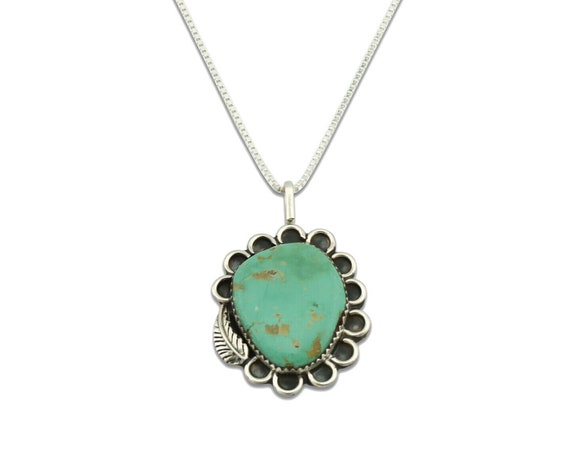 Navajo Necklace .925 Silver Kingman Turquoise Nat… - image 1