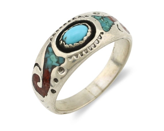 Navajo Handmade Ring 925 Silver Blue Turquoise & … - image 1