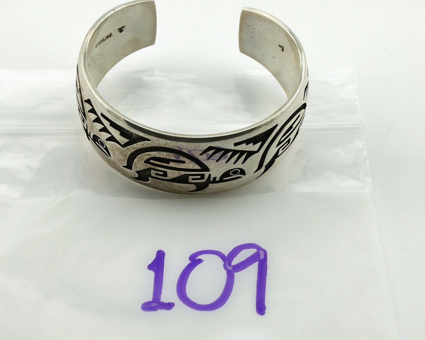 Hopi Turtle Bracelet .925 Silver Artist Signed Floyd