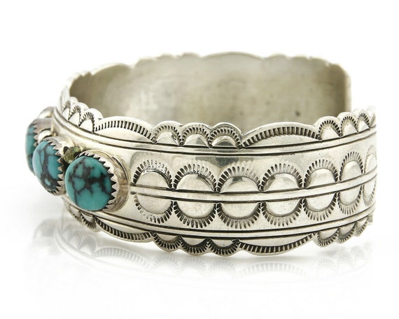 Navajo Bracelet .925 Silver Spiderweb Turquoise A… - image 5