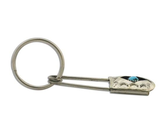 Navajo Hand Stamped Key Chain .925 Silver Handmad… - image 3
