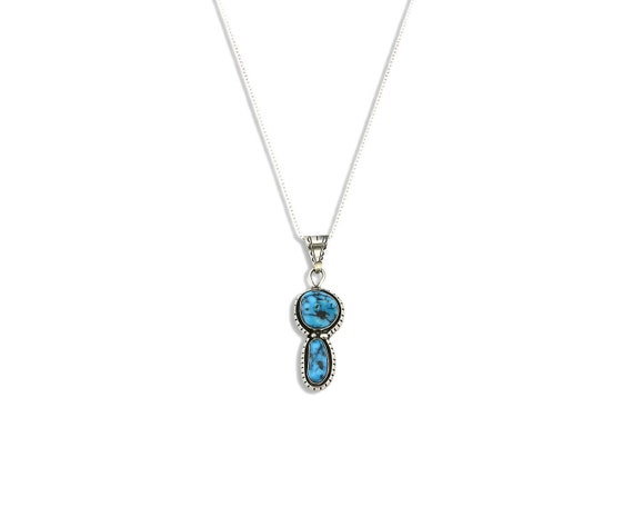 Navajo Necklace .925 Silver Morenci Turquoise Sig… - image 3